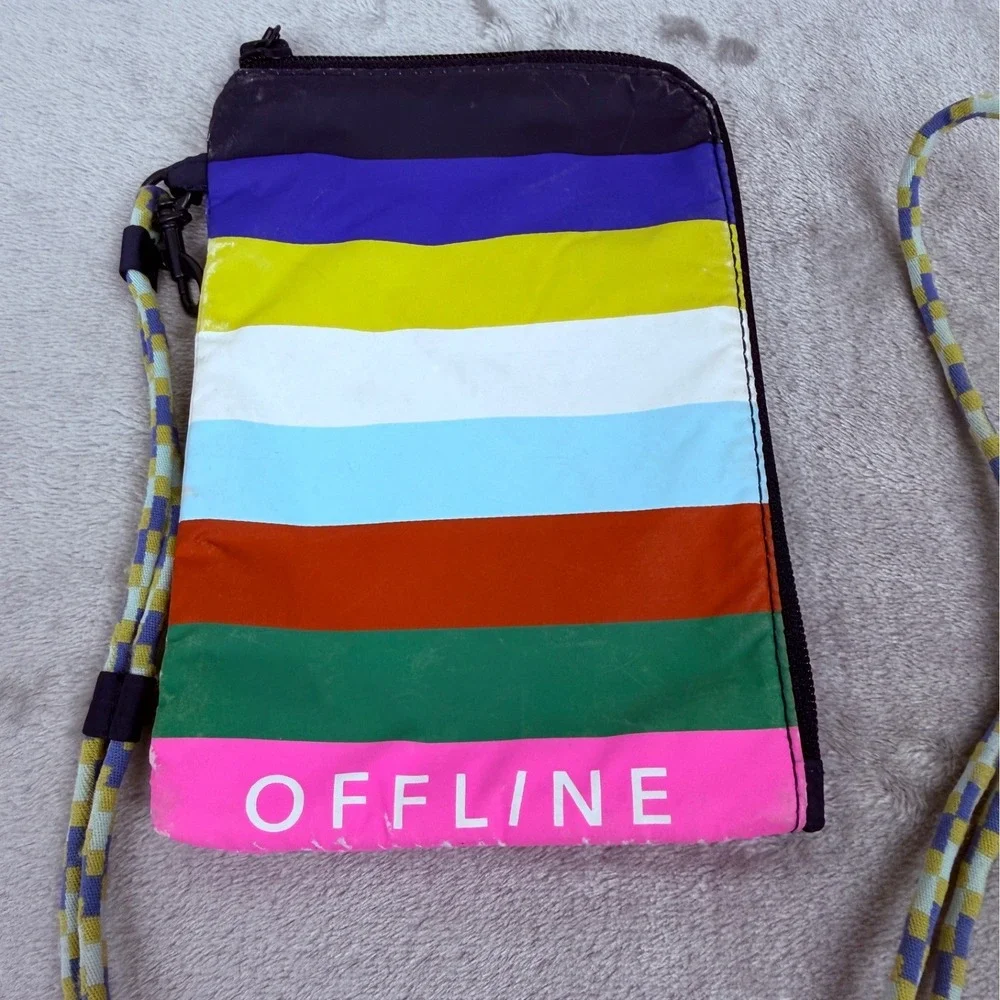 OFFLINE by Aerie Rainbow Striped Crossbody‎ Phone Bag Pouch Multicolor Small